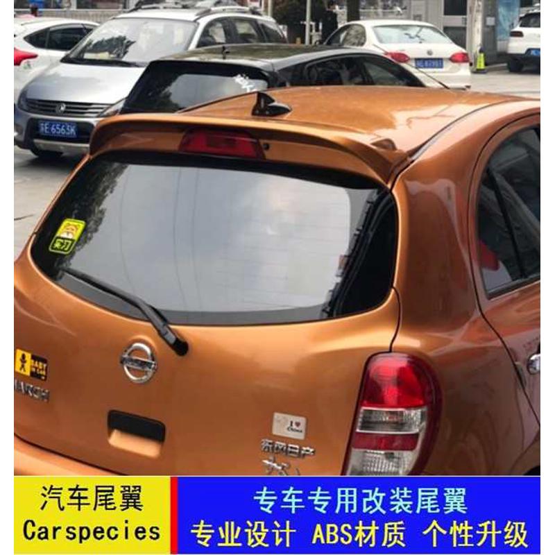 玛驰尾翼改装玛驰烤漆尾翼玛驰原厂泰国专用带灯ABS改装定风顶翼