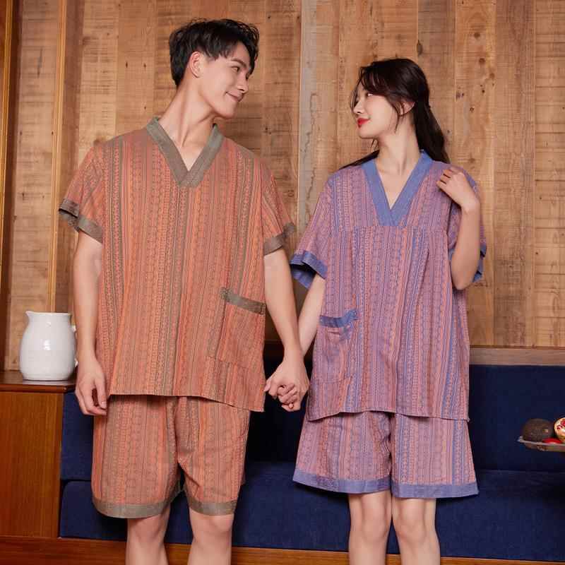 女大码宽松汗蒸服情侣套装男采耳浴服家居睡衣桑拿服加大尺码