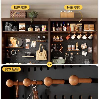 书实木架胡置物桃架落地去客厅化一体整墙收纳储EF35CA5物柜木色