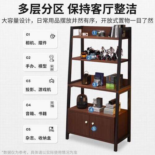 置物架落地收纳架多层书架电竞房电脑桌旁储物柜铁艺梯形展示架子