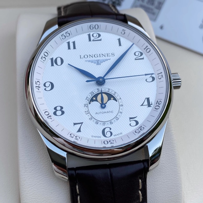 新款盒证9.8新 浪琴名匠精钢自动机械腕表月相男表L2.919.4.78.3