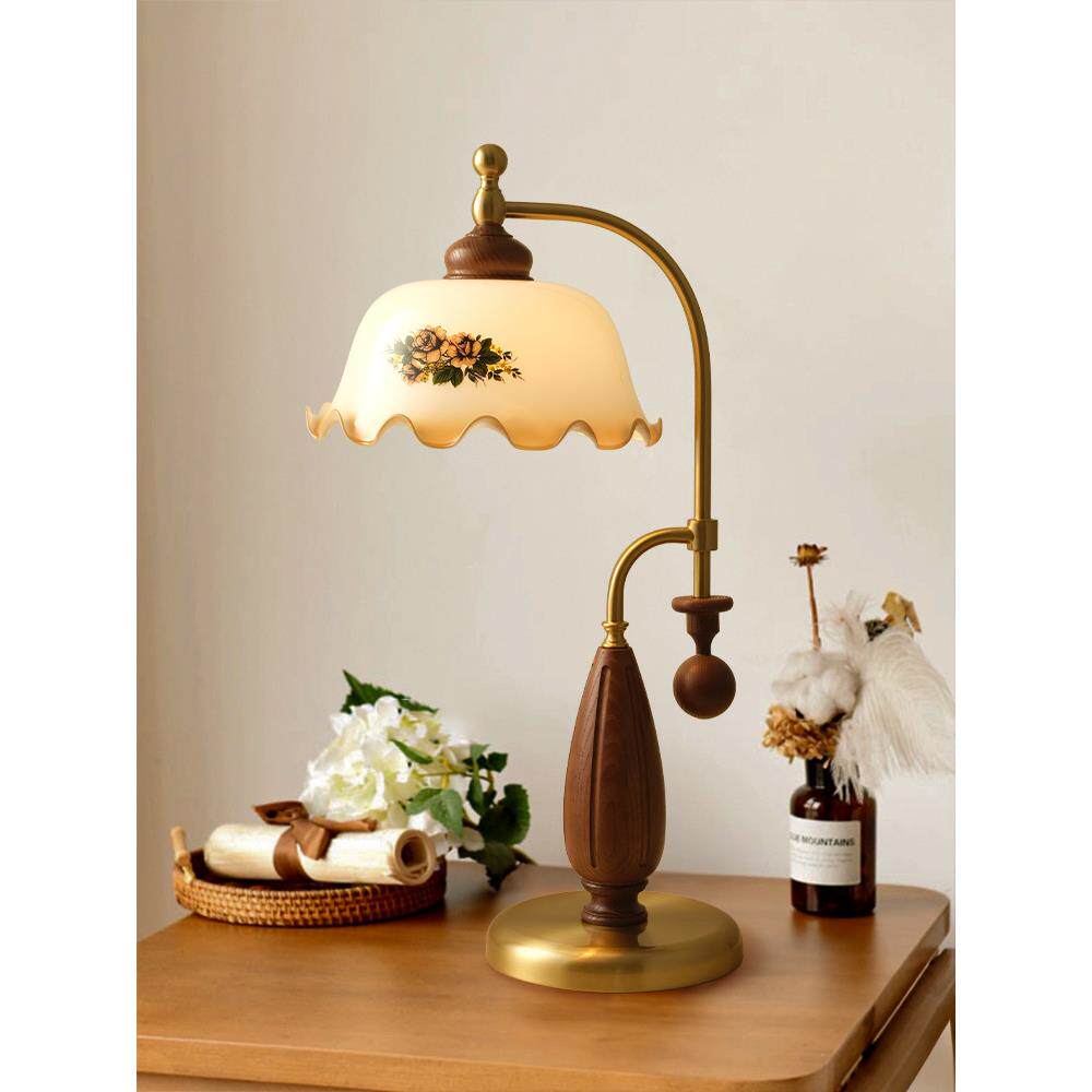 中古风复古美式结婚房床头柜中式欧式玻璃温馨浪漫民国主卧室台灯