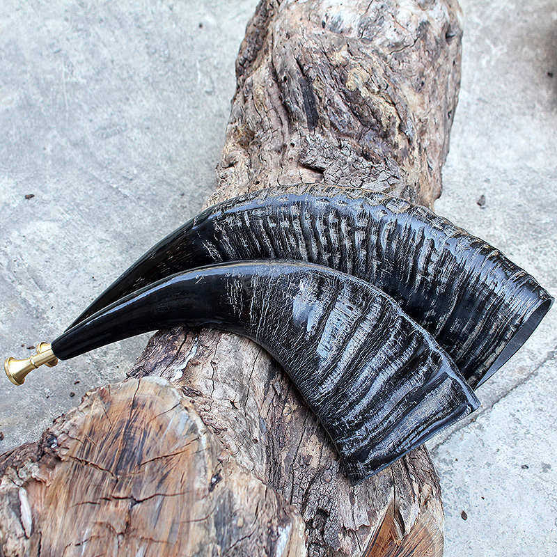 天然黑水牛角号角乐器道士演出奏乐道具长大喇叭吹响民族手工艺品