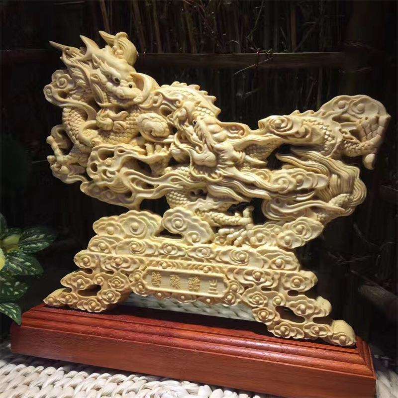 黄杨木雕刻动物八骏雄风手工艺品木制家居摆件装饰品