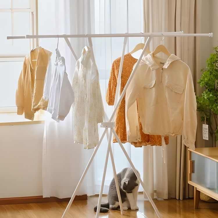 懒角落晾衣架折叠晾晒架子阳台家用简易挂衣服落地卧室小型晒被杆