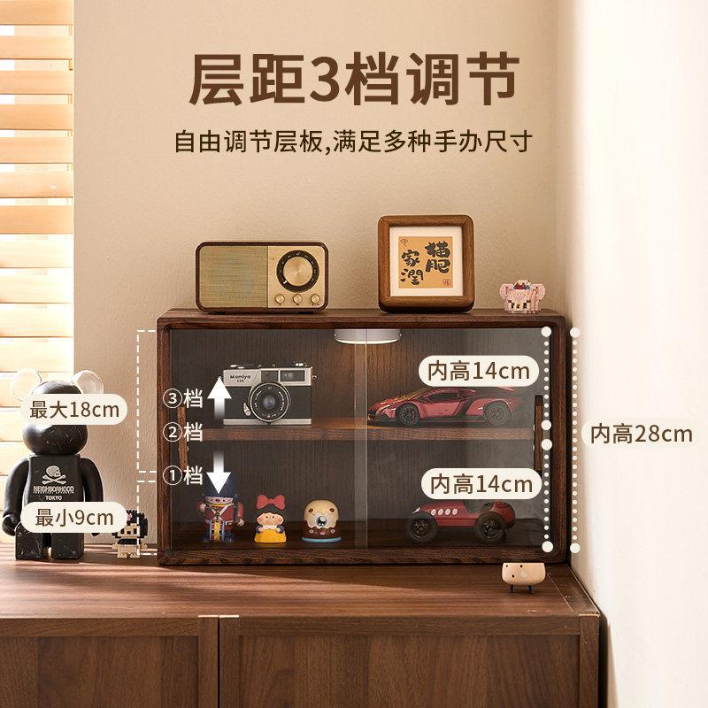 实木收纳柜防尘桌上桌面具水杯茶餐咖啡架子客厅边置UGP储物物架