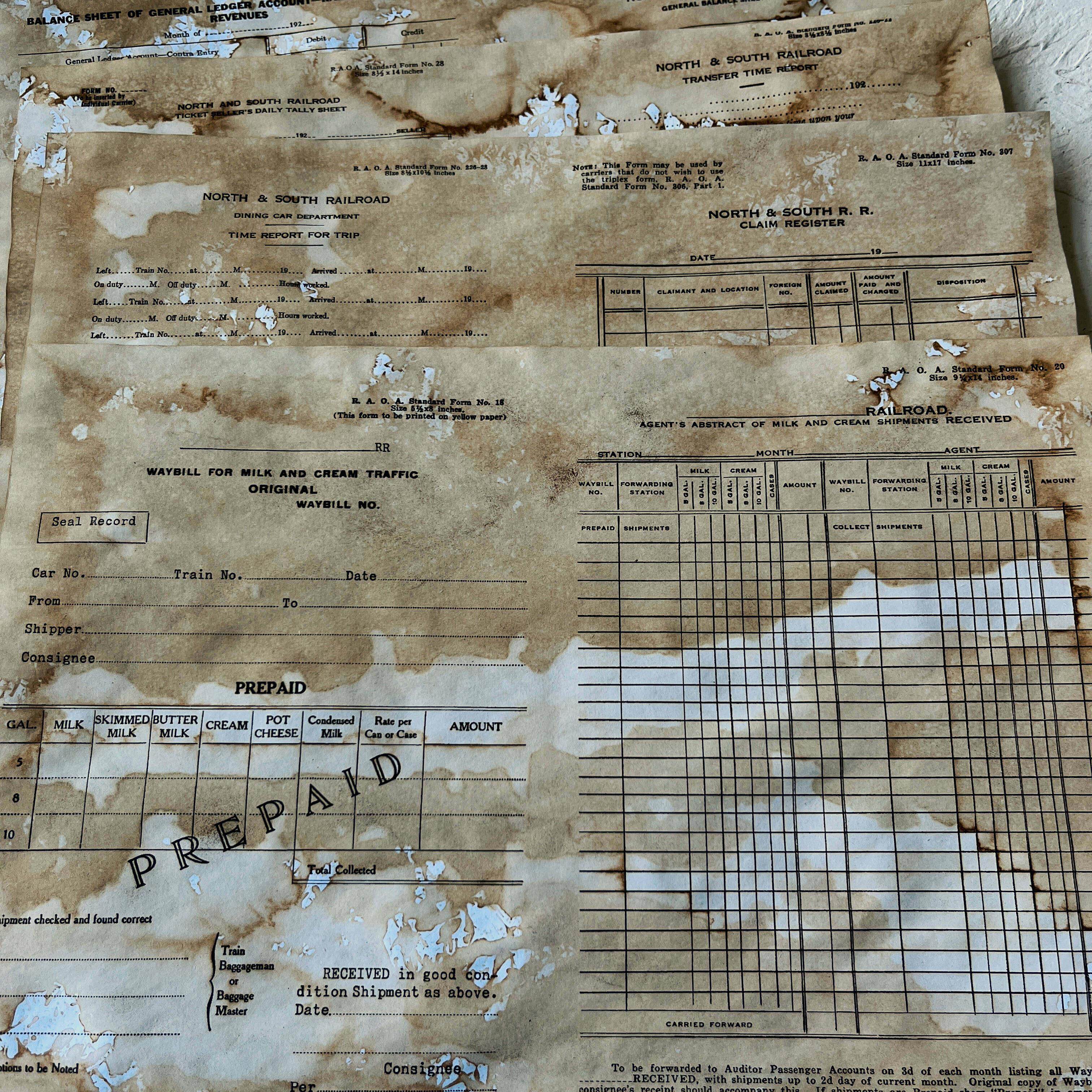 Junk Journal做旧账单素材 复古手帐装饰摆拍背景纸手工咖啡染纸