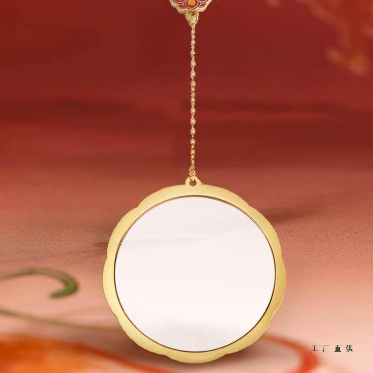 陕博金鸾宝相古风物馆文创带皮套博结婚圆镜子858手镜持化历妆镜