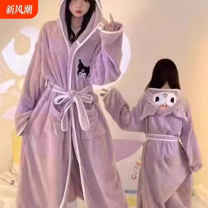 儿童浴袍睡衣少女吸水速干四季通用2024新款母女童睡袍乌萨美乐蒂