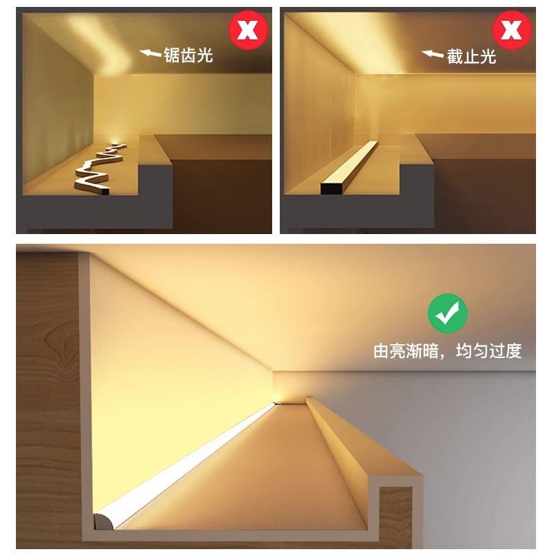 窗帘盒灯带客厅反光光灯45度斜发光氛围90直调角槽线性3000K(灯l