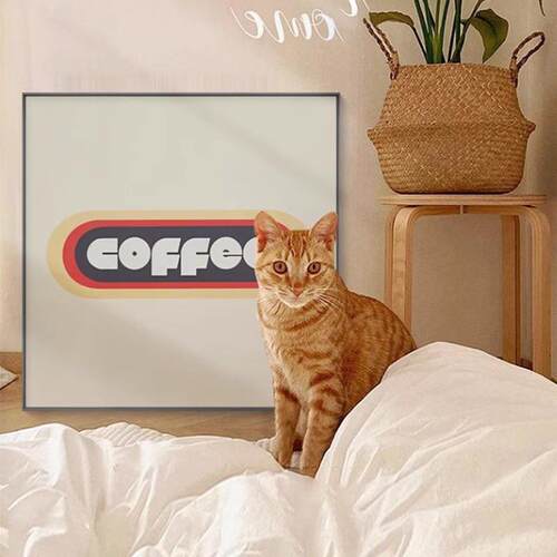 《COFFEE》咖啡店角落装饰画复古波普艺术壁画暖色调字母挂画摆画