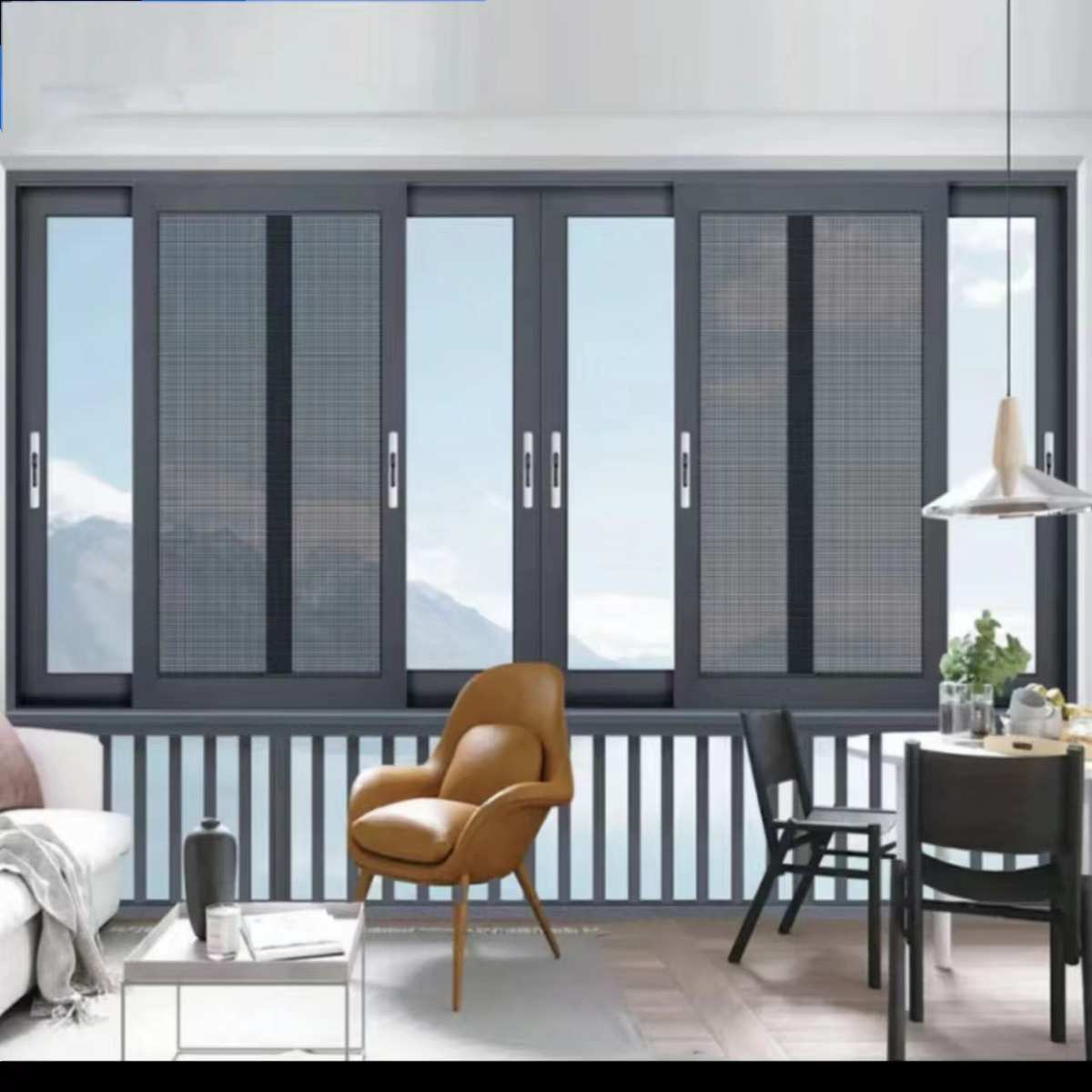 厂家推拉窗自建房128铝合金系列佛山别墅房六轨悬浮封窗阳台极窄