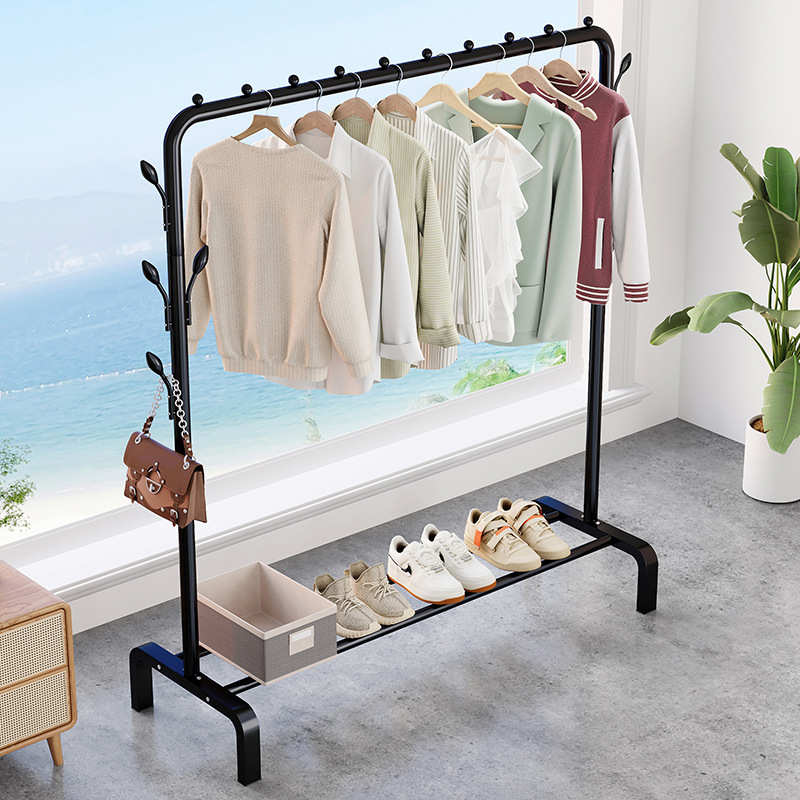 下游热销晾衣架落地 阳台卧室家用室内简易晾衣杆 加粗收纳挂衣架