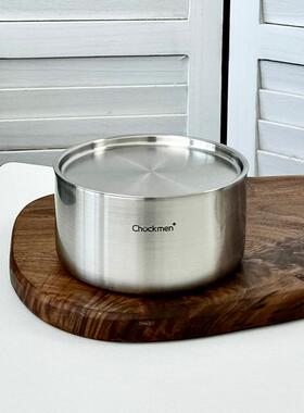 厚重控入1必/1H15820不锈钢8带盖碗蒸蛋碗平底调料罐厚儿童碗炖盅