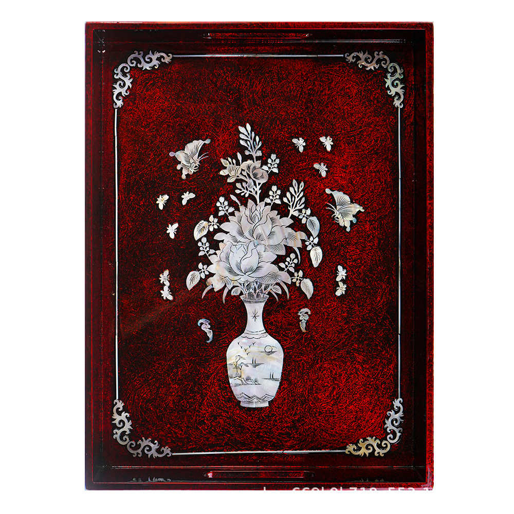 宝瓶图案红色 螺钿工艺 深海贝母制作托盘