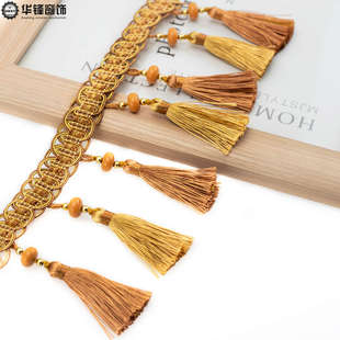 饰边流苏吊坠辅料珠子花边约11米 10.5公分精美窗帘吊穗花边窗幔装