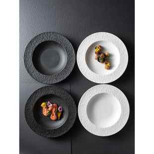 北欧风平边汤盘创意菠萝炒饭盘自助火锅西餐厅菜盘配菜盘陶瓷鱼盘