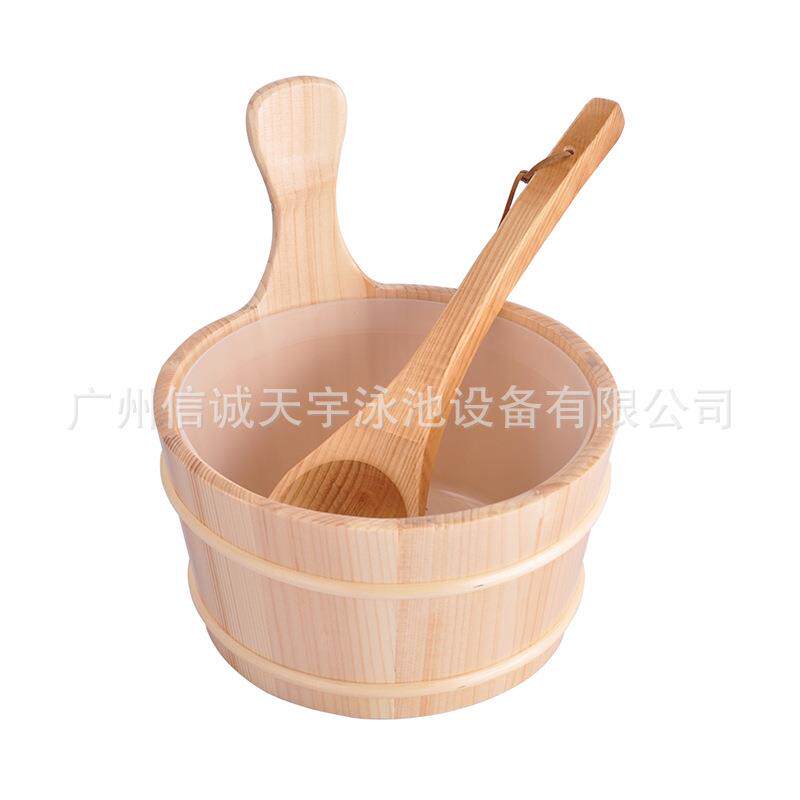 直销新款桑拿房配件浇水木桶木勺沙漏温湿度表木双表玻璃灯罩汗蒸