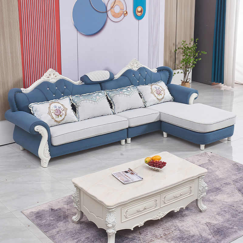 欧式沙发客厅组合简欧布艺沙发小户型实木转角贵妃沙发高档奢华