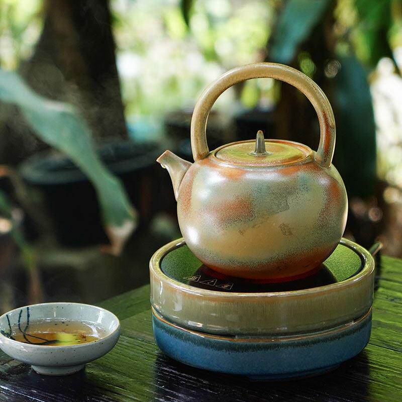 明火煮水壶可耐高温陶泥提梁煮茶壶窑变陶瓷养生壶黑晶炉单个陶壶