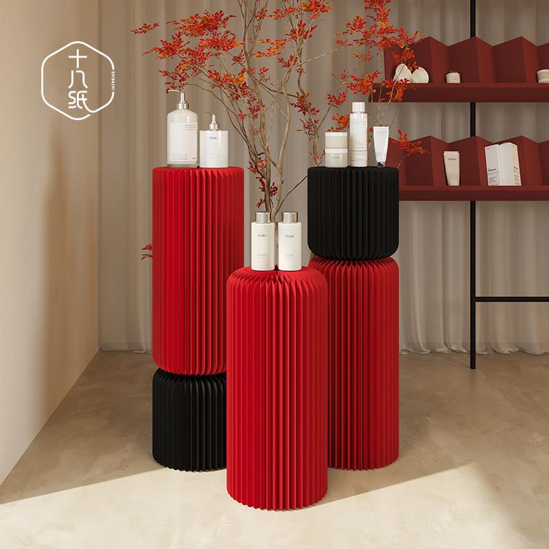 十八纸中岛展示柜台线下实体店展会艺术产品样品陈列柜拼色圆柱