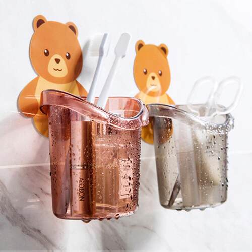 Creative No-Drill Toothbrush Holder Bathroom Shelf Organizer
