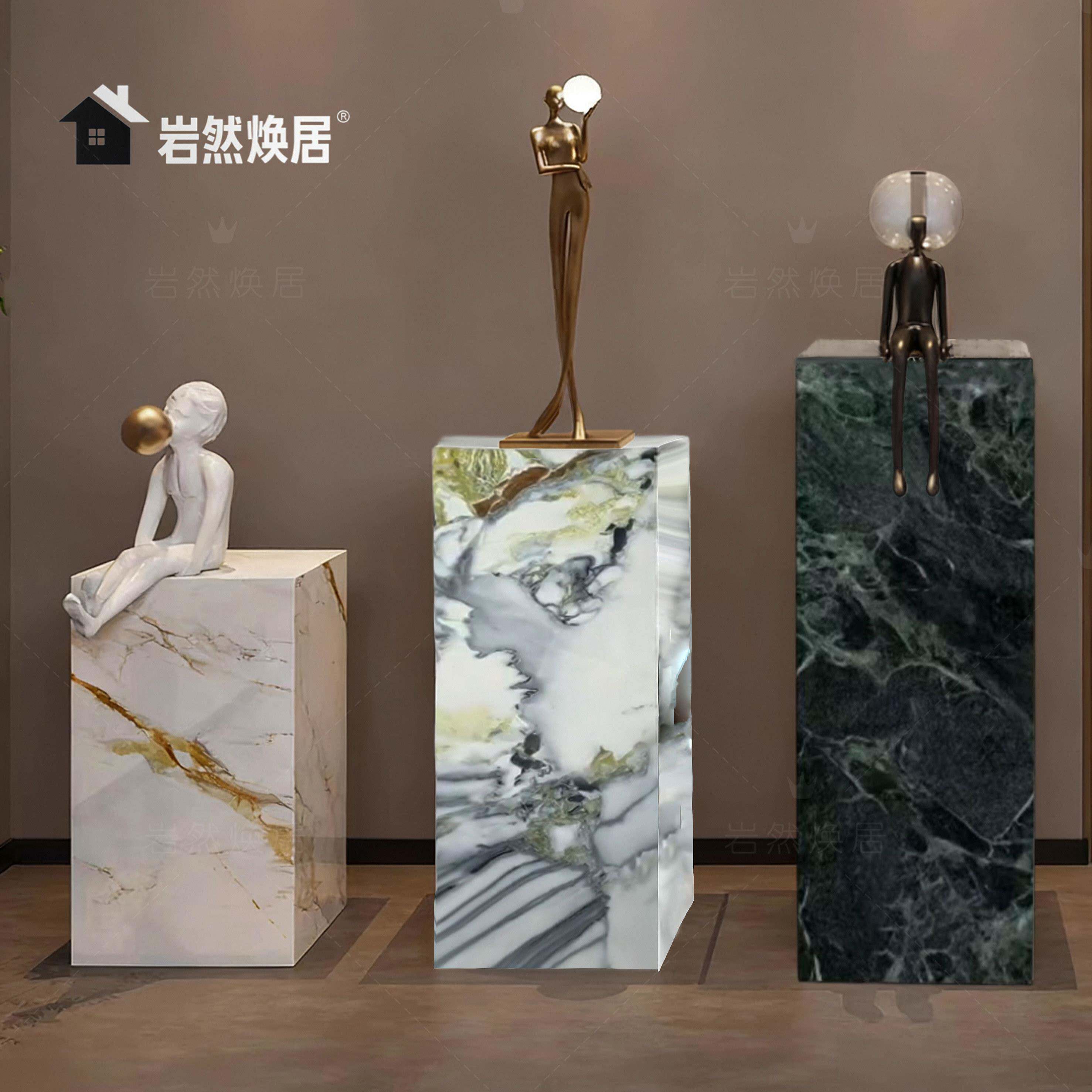 【新品】岩板立柱大理石墩子展台增高装饰轻奢落地客厅摆件底座