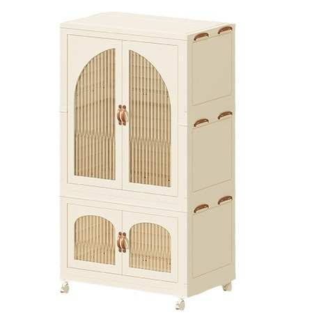 大容量折叠收纳柜免安装多层衣物收纳柜双开门简易防尘衣柜衣橱收