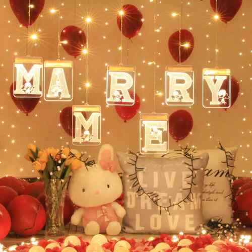 ins房间装饰3D灯marry me求婚告白彩灯love挂灯LED字母数字摆件灯