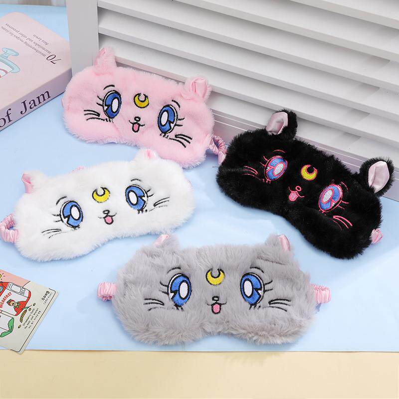 新款日韩毛绒可爱猫咪遮光睡眠卡通护眼不压眼眼罩睡眠专用