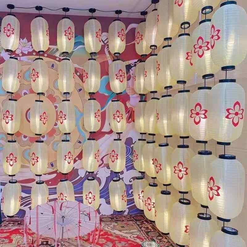 古风灯笼墙装饰汉服拍照道具连串古装中式彷古民宿发光米白色宫灯