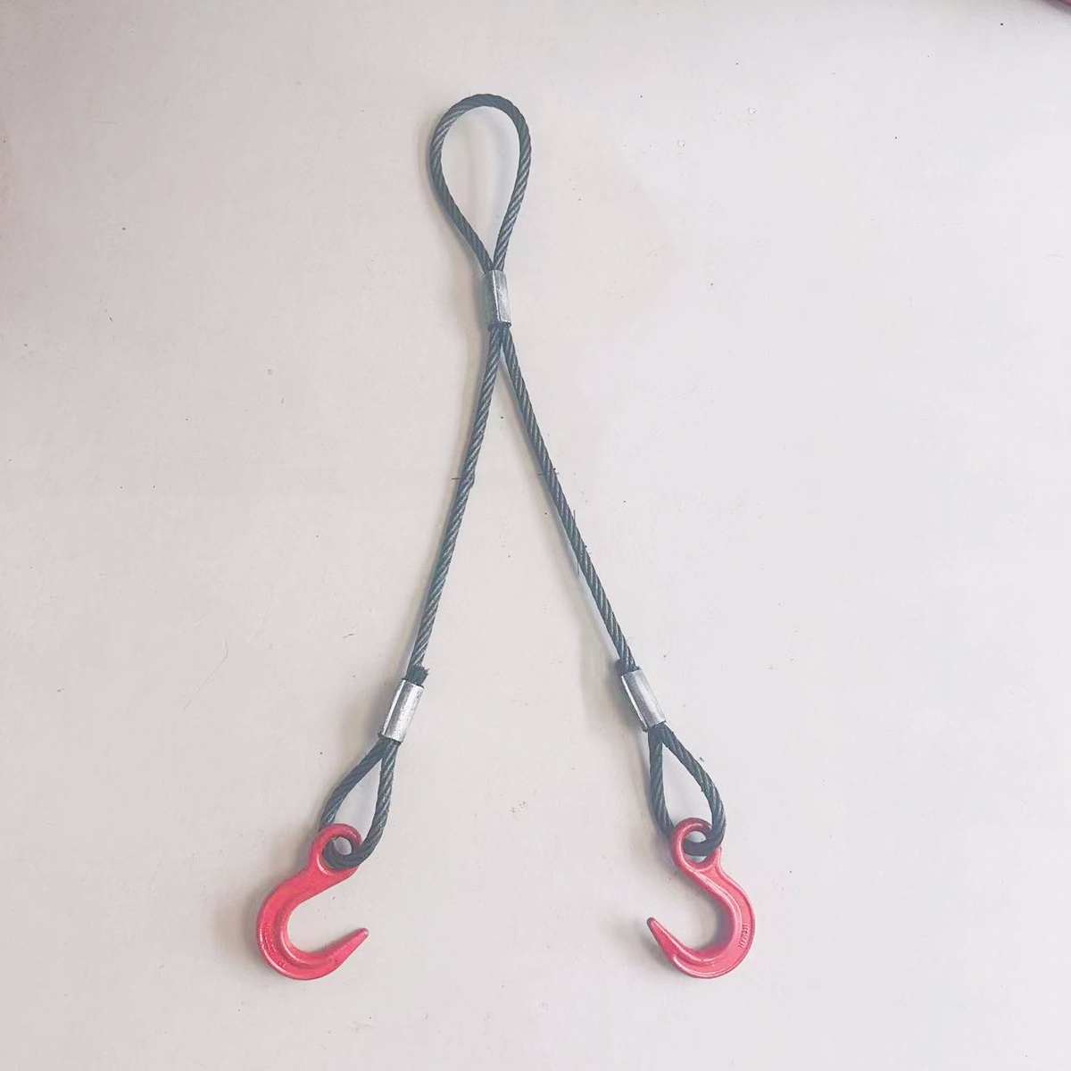 一拖二压制吊装钢丝绳带吊钩搬运起重索具塔吊维修工具压扣两腿