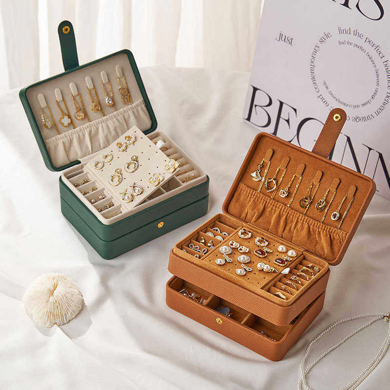 美拉德风首饰收纳盒新款简约风大容量高级耳钉收纳盒防氧化珠宝盒,收纳整理,口红收纳包/盒/袋,淘宝优惠券,粉丝福利购,淘宝优惠卷
