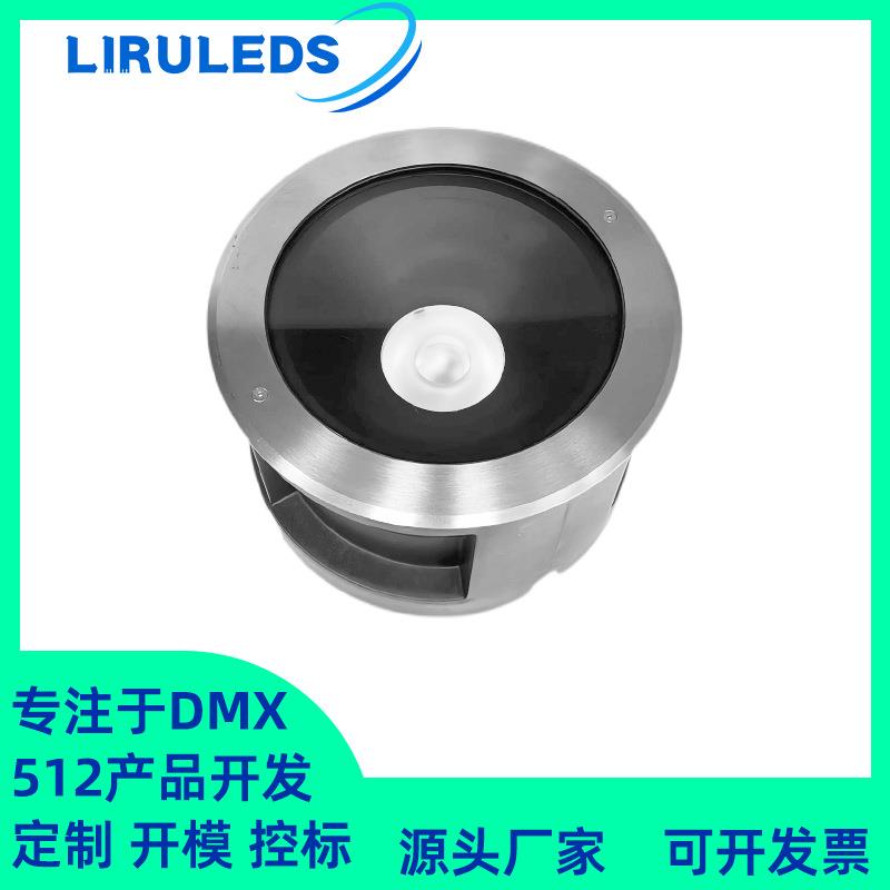 户外双重结构防水36W全彩DMX512文旅亮化防眩格栅圆形COB地埋灯
