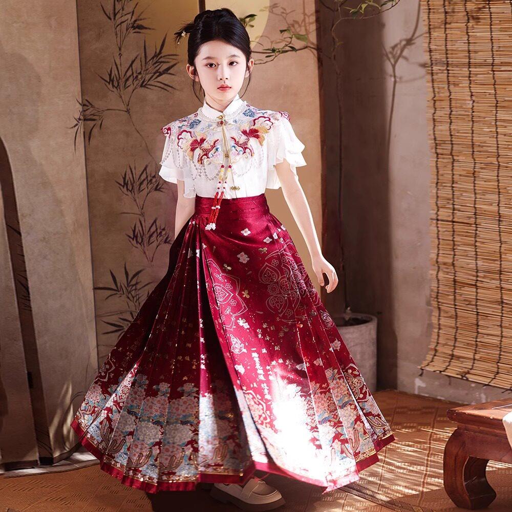 汉服女童2026春秋新款儿童马面裙母女亲子装国风中式刺绣云肩唐装