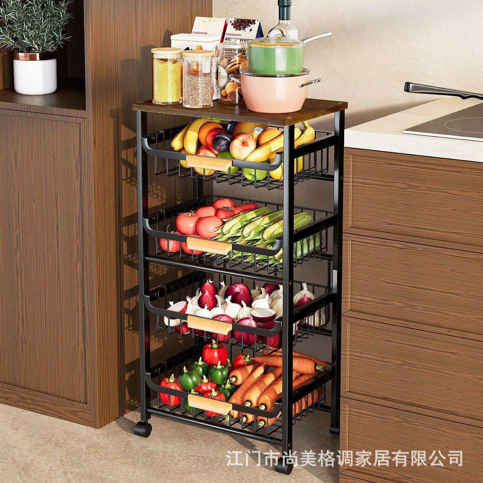 跨境小推车落地抽拉式收纳篮微波炉烤箱储物架厨房水果蔬菜置物架,厨房/烹饪用具,抹布架/厨房清洁收纳架,淘宝优惠券,粉丝福利购,淘宝优惠卷