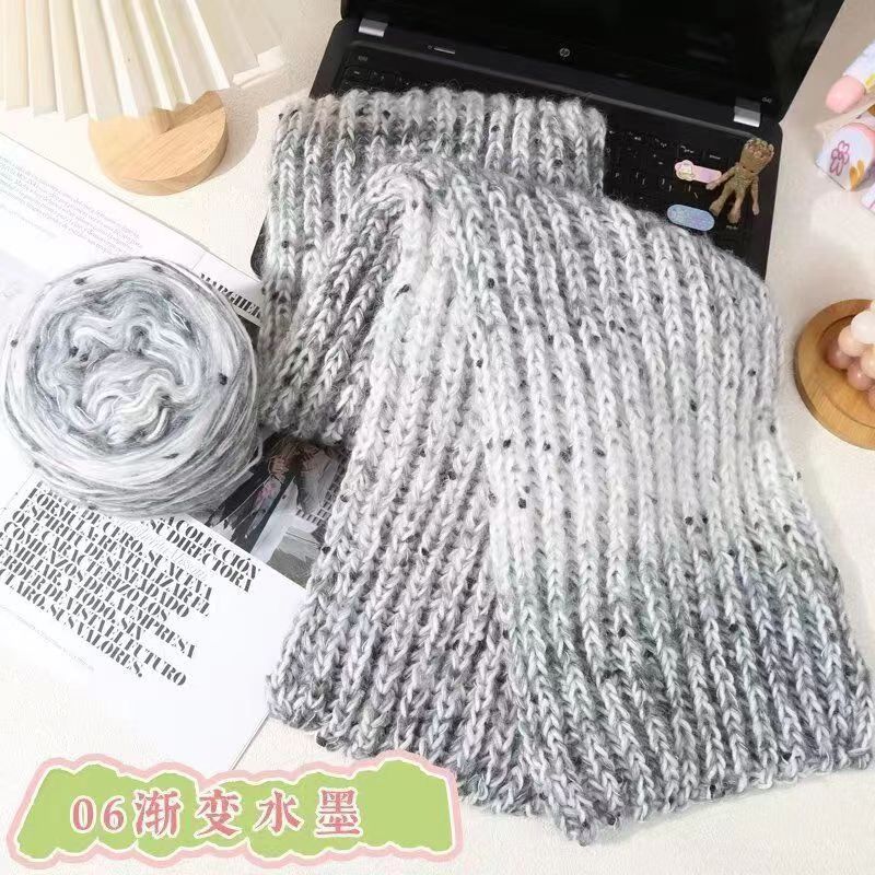 diy马海毛渐变彩虹围巾编织纱线