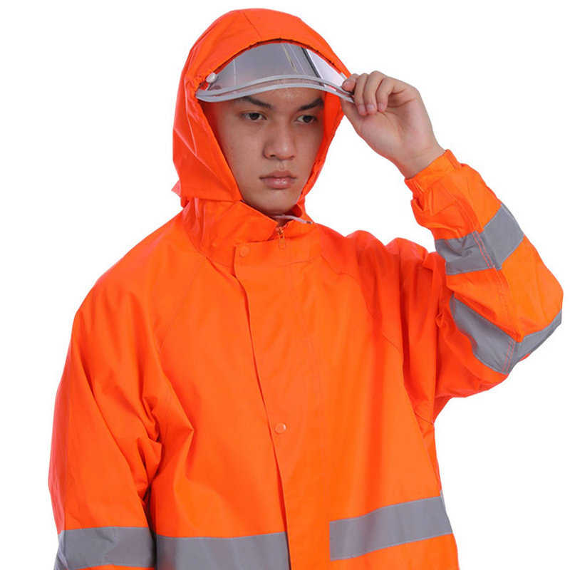 批发荧光橙分体式雨衣雨裤套装摩托车户外骑行反光防雨服印LOOG