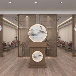 新中式迎宾台覆古茶楼养生馆饭店餐厅网红小吧台前台接待台收银台