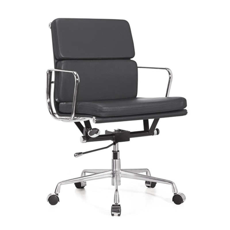 供应时尚现代极简伊姆斯款办公椅中背皮质转椅铝合金主架畅销椅子