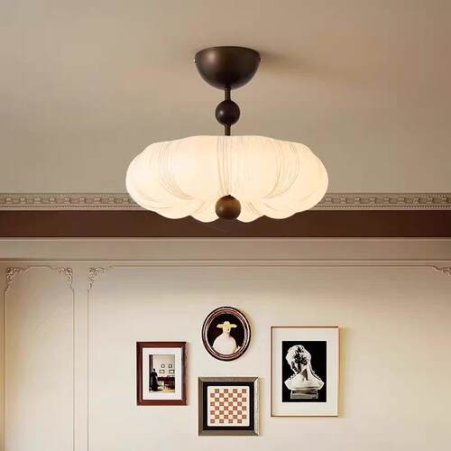 中古风主卧室吊灯奶油风南瓜云朵吸顶灯儿童房吊灯全光谱书房灯具