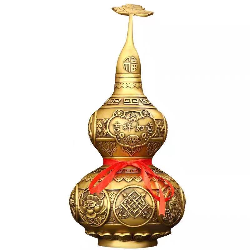 铜葫芦摆件黄铜八宝葫芦家用玄关可开口吉祥如意福禄门店葫芦