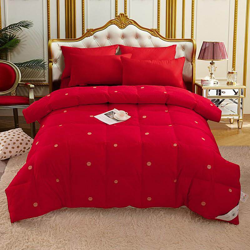 新款全棉提花双层大红 婚庆 剪花 自充绒羽绒被壳半成品