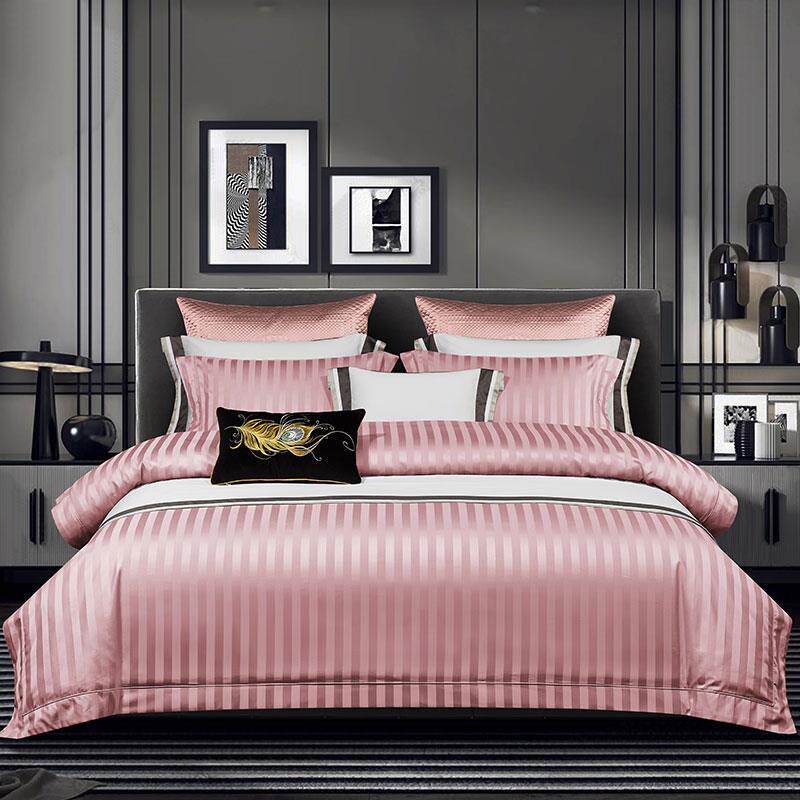 高档全奢绒华总酒统套房140支埃及长四件套高档五星级店纯棉床上