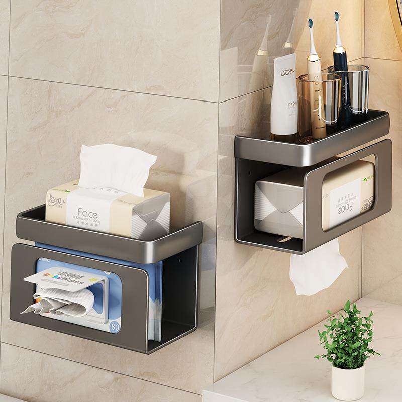 卫生间湿纸巾盒浴室壁挂洗脸巾抽纸架洗手间厕所免打孔厕纸置物架