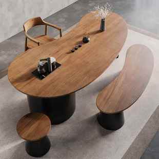 实木茶桌组合一椅桌五椅简约ISC现代台泡茶阳喝茶桌椅2桌025新款