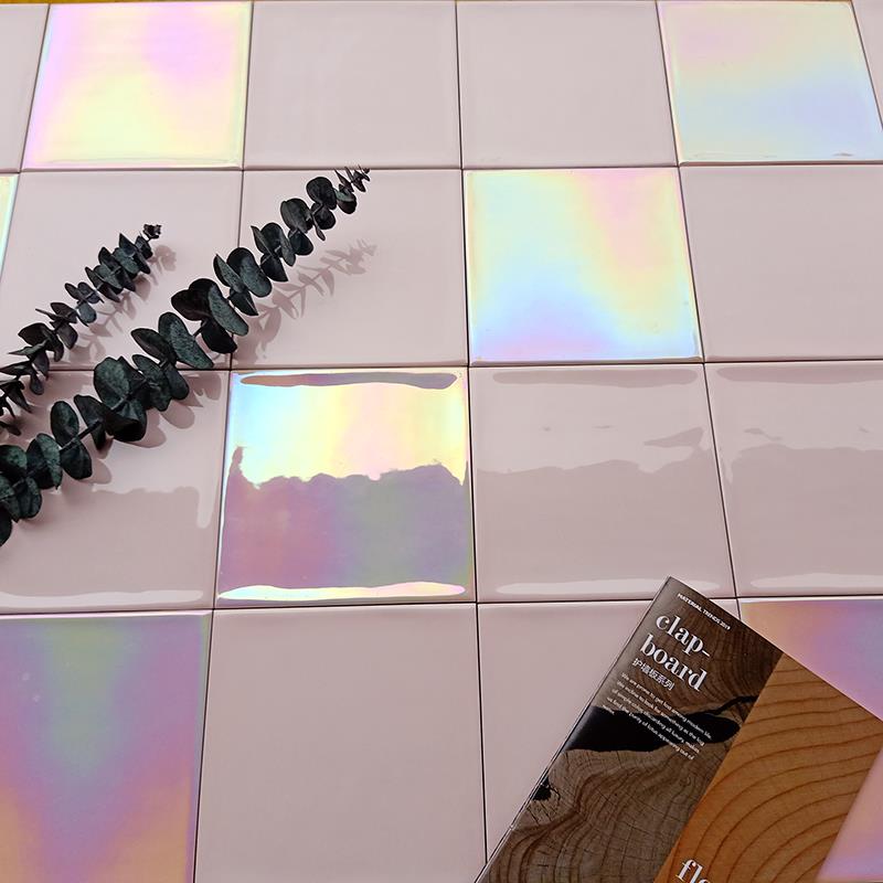 ins幻彩粉色白色瓷砖壁砖北欧内墙阳台彩虹砖小方砖浴室纯色包邮