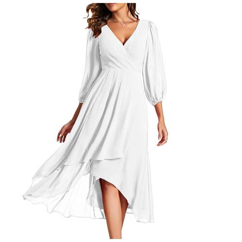 Spring Dressfall Long Sleeves Elegant & Flattering Chiffon