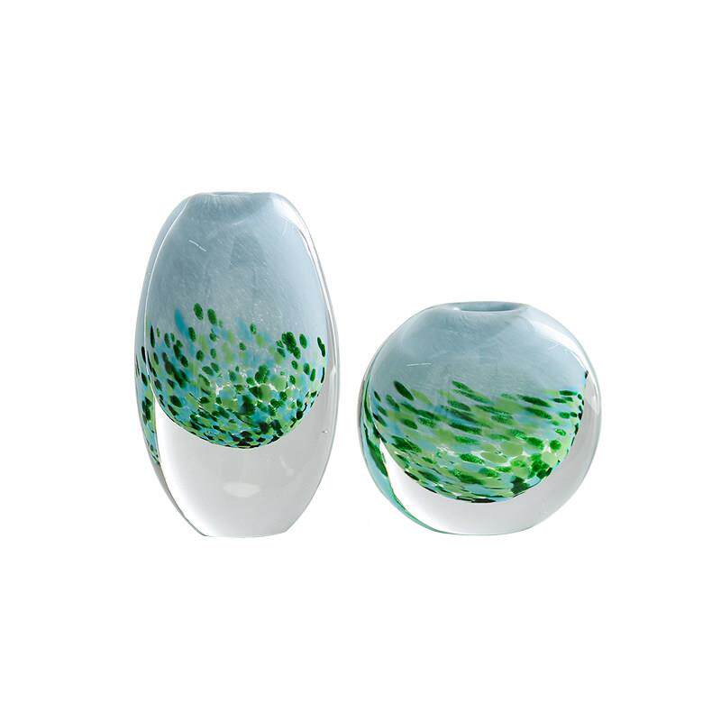 现代轻奢高档彩色琉璃花瓶工艺品摆设琉璃花器客厅餐桌软装饰摆件