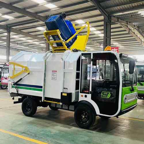 电动四轮挂桶垃圾车4方5方垃圾清运街道物业电动后挂压缩垃圾车